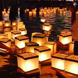 Aketek 20 Pack Square Chinese Lanterns Wishing, Praying, Floating, River Paper Candle Light