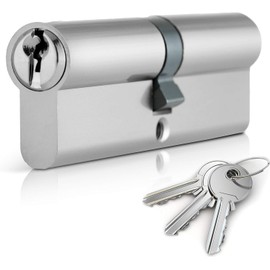 Chrome 40/40 Euro Cylinder Lock (80mm), Euro Door Barrel Lock with 3 Keys, Anti-Bump, Anti-Drill and Anti-Pick Door Lock with Key (Chrome, 40/40)