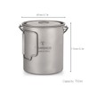 TOMSHOO Ultralight 750ml Titanium Pot Portable Titanium Water Mug Cup