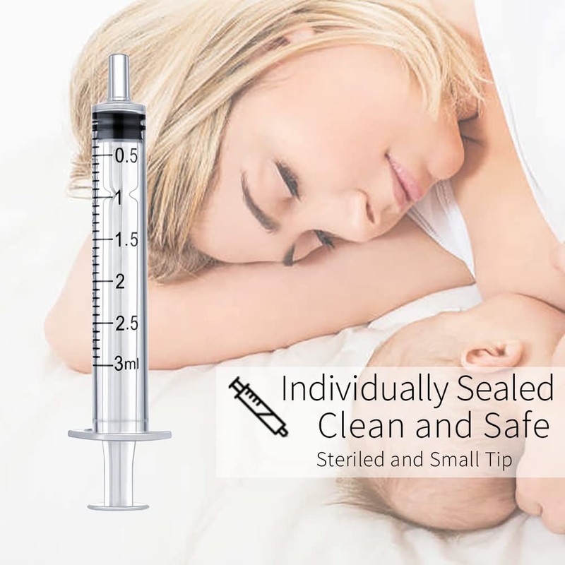 LabAider 10 Pack 3ml Plastic Syringe with Measurement, Sterile, Individually