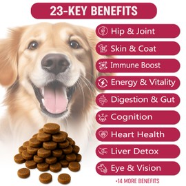Dog Multivitamins Chewable with Probiotics - Dog Vitamins and Supplements - 140 Treats - Senior & Puppy Multivitamin for Dogs - Hip & Joint Support - Immune Health, Skin, Heart, Digestion, Probiotics