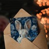 Artery8 Birthday Card Cute Bunny Rabbit Blue Flower Pattern For