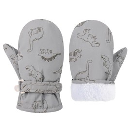 Toddler Mittens Waterproof Toddler Snow Gloves Fleece Lined Toddler Gloves Kids Winter Mittens for Boys Baby Mittens Gray 4-6 Years