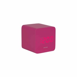 Karlsson Spry Square Alarm Clock, Pink, 6.6 x 6.8 x 6.6 cm, Square, MDF, Alarm Clock for Bedroom