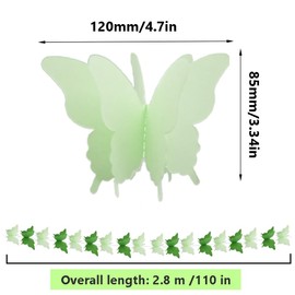 Hocansen 4PCS Paper Butterfly Banner 2.8m/118in Hanging Butterfly Paper Garland Butterfly Hanging Streamers Party Decorations Butterfly Flag for Birthday Wedding Decorations (Green/ZHD)