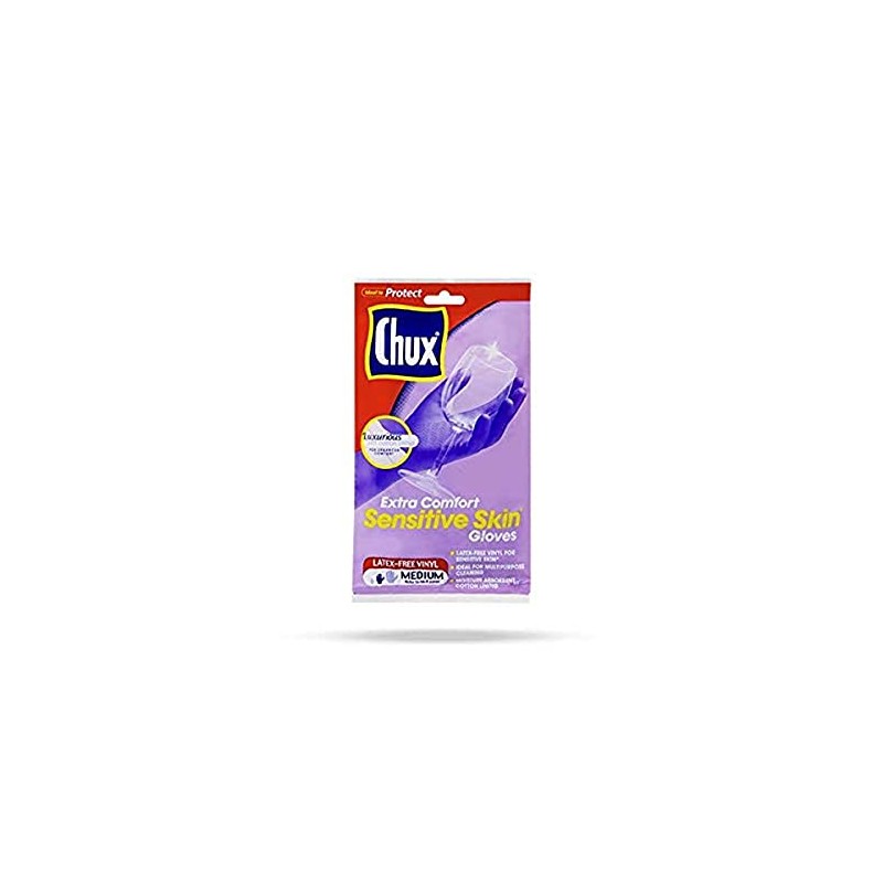 Chux Extra Comfort Sensitive Skin Gloves, Latex-Free Vinyl with Cotton