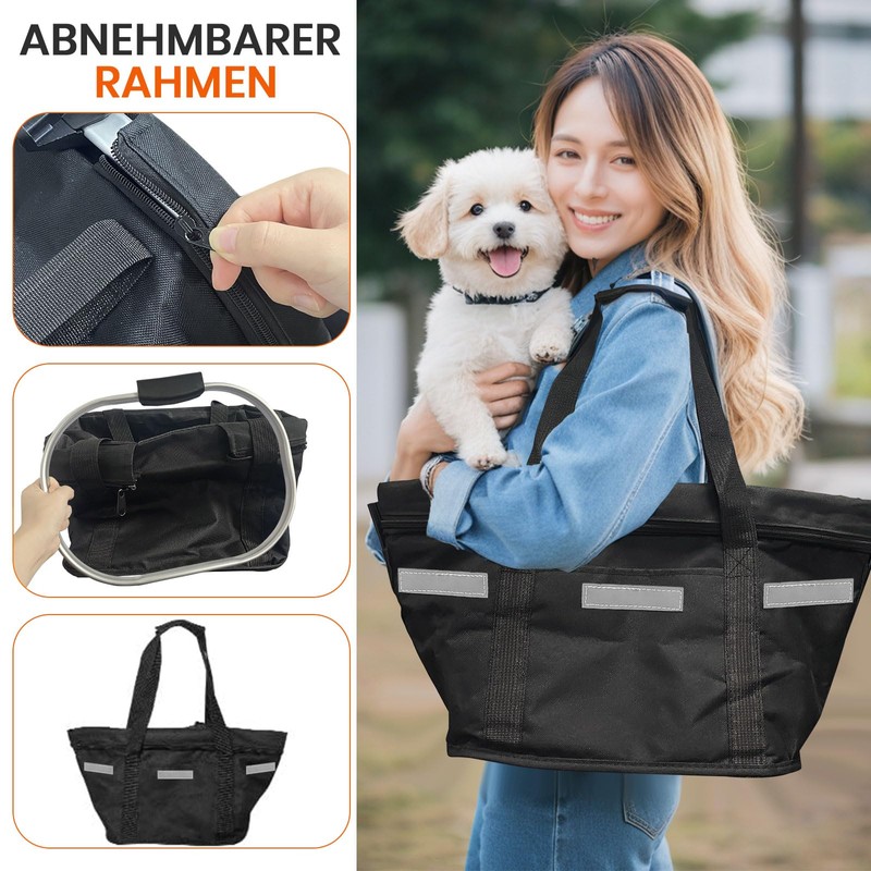 Goldmiky Foldable Bicycle Basket, Front Bicycle Basket for Dogs, Easy