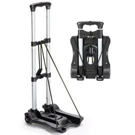 Gorpuire Small Folding Hand Truck Dolly with 2 Wheels, Foldable Luggage Cart, Lightweight Aluminum Collapsible Trolly Portable Dolly for Moving Airport Travel Use