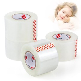 BOMEI PACK Heavy Duty Noiseless Packaging Tape Refills, 1.88" x 50 yd 4 Rolls, for Shipping, Mailing, Moving & Storage Clear Packing Tape Refills for Boxes, No Splitting or Tearing