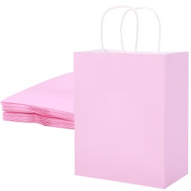 SUNCOLOR 25 Pack Pink Gift Bags with Handles – 8x4.5x10 Medium Bags for Shopping, Retail, DIY, Wedding, Party Favors & Special Occasions