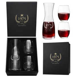 AW BRIDAL 50th Birthday Gifts for Her, 50th Birthday Decorations for Women, Vintage 1975 Birthday Wine Glasses, 50 Year Old Birthday Gifts for Friend Sister Mom, Anniversary Wedding Gift for Couple