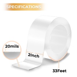 SWRT 20-mil Thick 2”x33yd/90ft Transparent Window Weather Sealing Tape Sealing Power, Weather Stripping Draft Isolation Tape Residue-Free, Window Seal for Doors Windows and Shower Glass Gaps
