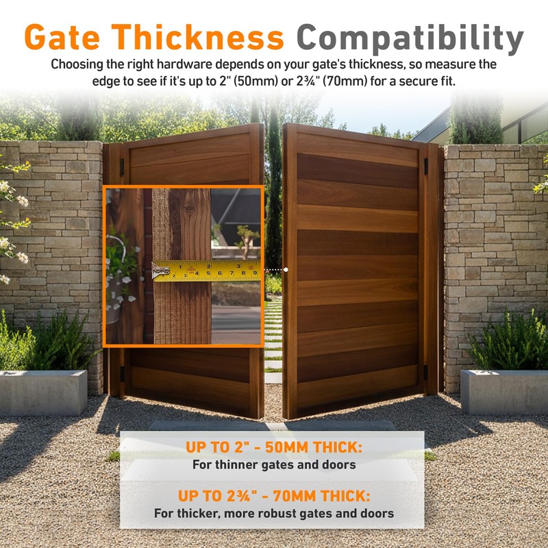 GATEMATE 2”(50mm) Single Locking Premium Long Throw Lock, High Security