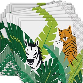 Vibrant Animal Safari Luncheon Napkins (16cm) - Multicolor Wildlife-Themed Party Napkins - Perfect for Kids' Parties & Events - 16ct