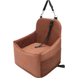 Youvee Dog Booster Car Seat,Interior Height 6 Inches Elevated Pet Car Seat for Small Dog up to 30 lbs,Dog booster for car Front/Back Seat,Safety,Comfortable,Fully Detachable and Washable(View Ⅰ-Brown)