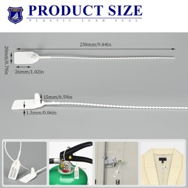 1000 Numbered Plastic Tamper Seals, Zip Ties for Fire Extinguishers Pull Tite Security Tags Disposable Self-Locking Signage - Label Tie 250mm Length (1000 PCS, White)