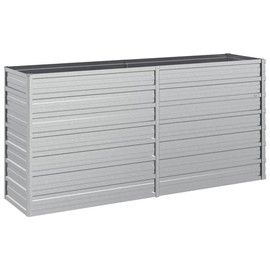 vidaXL Galvanized Steel Raised Garden Bed Planter Box - 63"x15.7"x30.3" - Weather-Resistant Silver Outdoor Planting Pot