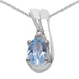 Schmuck-Art Schmidt Collier/Necklace Blue Topaz Pendant 925 Silver Rhodium 0.66 Carat