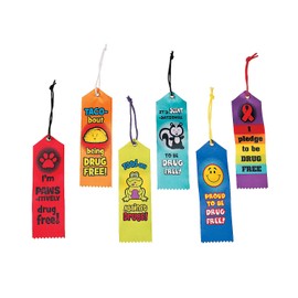 Fun Express - Red Ribbon Week Award Ribbons - Stationery - Awards - Award Ribbons & Paper Certificates - 12 Pieces