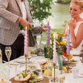 Pink Spiral Taper Candles Stick - Twisted Candles 7.5 inch - Gradient Color Taper Candles Unscented for Home Decor, Relaxation & All Occasions (4 PCS)