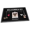 PfotenSchild Doormat with Saying "Willkommen bei " (Welcome to German