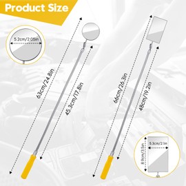 2Pcs Inspection Mirror, Flexible Mechanic Mirror 360 Rotation Bendable Square & Circular Mirror for Extra Viewing Dead Angle, Line of Sight Obstacle Area Mechanic Automotive Gifts(Yellow)