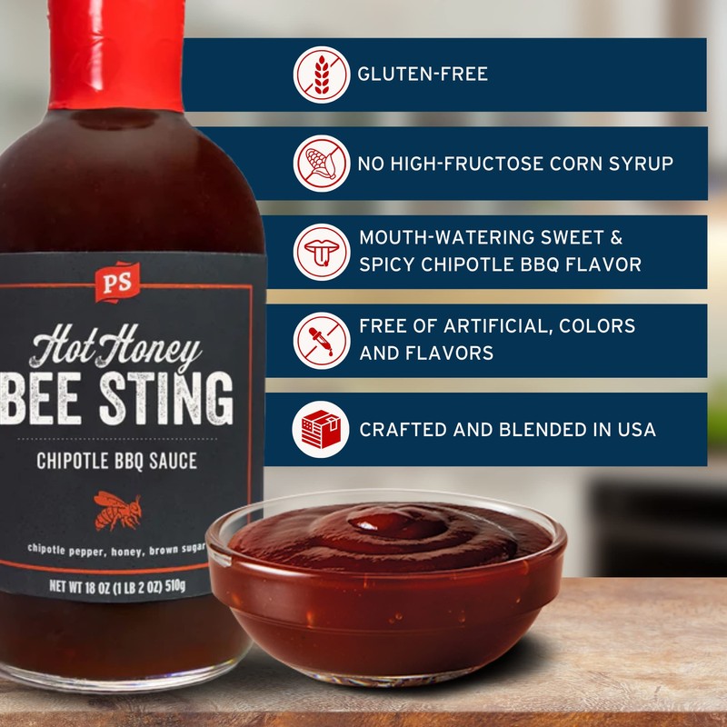 PS Seasoning Hot Honey Bee Sting Chipotle BBQ Sauce -