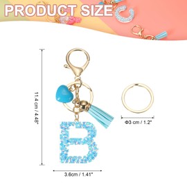 PATIKIL Alphabet Initial Letter Keychain, Resin Cute Keychains with Tassel Heart Letter B Pendant Charm for Women Key Purse Handbag Bag Accessories, Blue