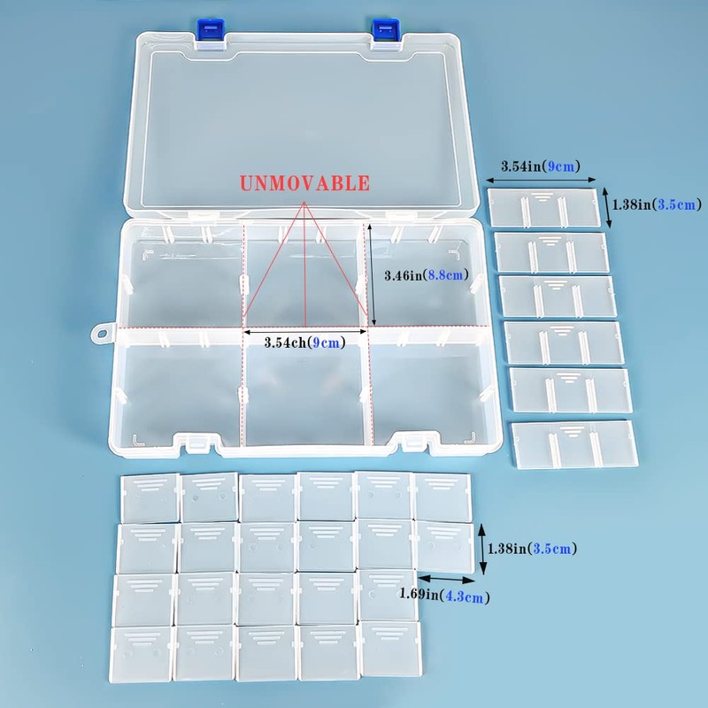 DIFIT Plastic Organizer Box with Dividers - Bead Storage &