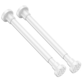 2Pcs Small Curtain Rod No Drilling 18 to 28 Inch White Curtain Rod Spring Tension Rods 7/8" Strong Spring Curtain Rods for Windows, Bathroom,Doorway, Door