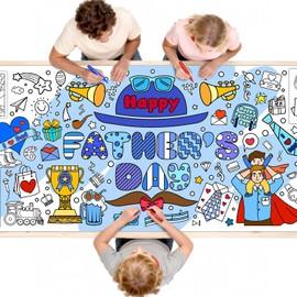 Diltik Father's Day Giant Coloring Poster/Tablecloth – 30 x 72 Inch Jumbo Happy Father's Day Coloring Banner, DIY Art Poster for Dad, Family Party Games, Classroom Activities & Home Decorations