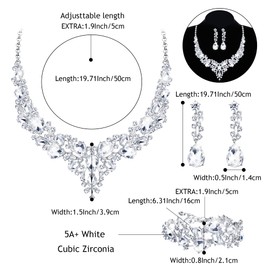 JeweBella Wedding Jewellery Sets for Women Crystal Bridal Necklace Vintage Rhinestone Earrings and Bracelet Set Wedding Engagement Bride Bridesmaid Dirndl Gift Jewellery, Stainless Steel, Rhinestone