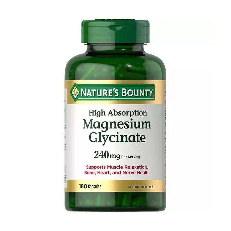 Nature's Bounty Magnesium Glycinate 240 mg, 180 Capsules