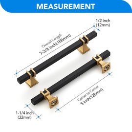 HOME EDIT 10 Pack 5 inch Black & Gold Cabinet Handles Square Zinc-Alloy Pulls for Kitchen, Dresser, Closet, and Bathroom Cabinets Hardware