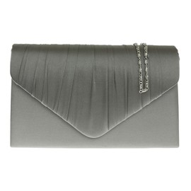 Girly Handbags Womens Satin Pleated Clutch Bag Grey