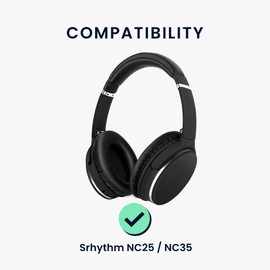 kwmobile 2 x Ear Pads Compatible with Srhythm NC25 / NC35 Noise Cancelling Pads, Faux Leather Headphones for Over Ear Headphones