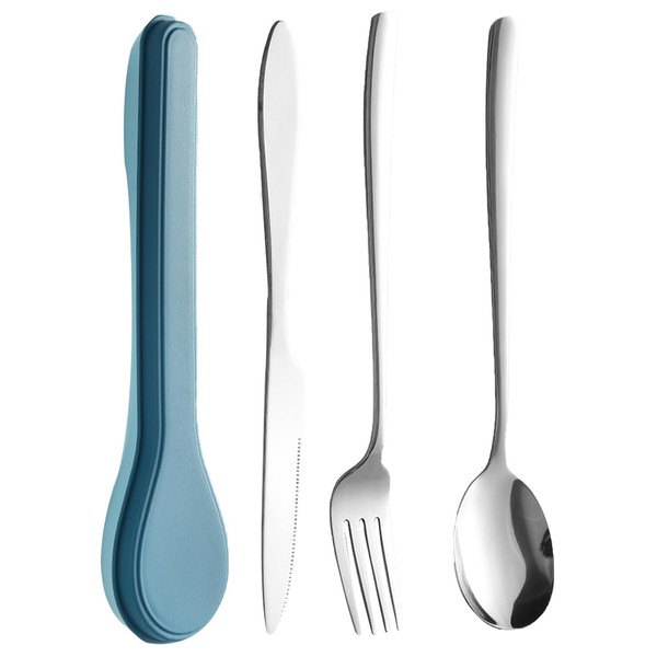 Travel Utensils with Case, Portable Silverware Set for Work, Stainless