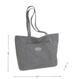 Vintage Corduroy Tote Bag - Large Capacity Fashion Handbag for Daily Commute,Work and Travel, Grey, One Size