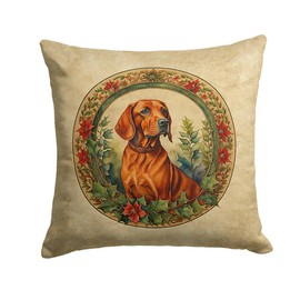 Caroline's Treasures DAC2416PW1818 Red Redbone Coonhound Christmas Flowers Throw Pillow Machine Washable, Indoor Outdoor Decorative Pillow for Couch, Bed or Patio, 18Hx18W