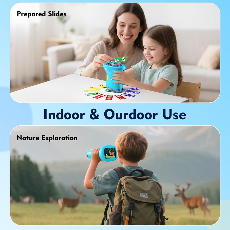 Kids Handheld Microscope Toys 4K 2.4" Screen Rechargeable Digital Kids