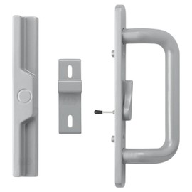 Sliding Glass Door 8.5" Handle Set Replacement | 3-15/16" Hole Spacing - No Mortise Lock | Fix and Repair Glass Door Hardware - Offset Latch Handle, Right-Handed Orientation - Silver