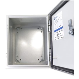 YuCo YC-12X10X8-UL Electrical Box, IP66 Rated, Nema Type 4 Enclosure with Gland (Screw) Plate, 2mm Galvanized Back Plate, UL Listed, Wall-Mountable, Single Door Hinge Cover (H:12 x W:10 x D:8)