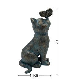 XZJMY Garden Decor Statues,Cat Figurines Gifts with Butterfly,8" Scarecrow for Garden - for Indoor Outdoor Home Or Office,Garden Statues Decor