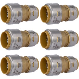 SharkBite Max 1 x 3/4 Inch Reducing Coupling, Pack of 6, Push to Connect Brass Plumbing Fitting, PEX Pipe, Copper, CPVC, PE-RT, HDPE, UR060