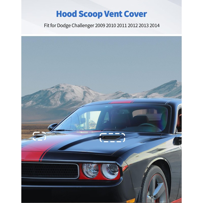 DSWSQ 2pcs Hood Scoop Vent Cover Trim Bezel Ring Compatible