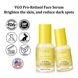 VGO【Spring】 Pro-Retinol Face Serum Moisturizing Refining pores Improving dullness Skincare Comfort Hydrate Flower Pigmentation Moisturizer Sensitive Hydrating Moisture - Specification: VGO Pro-Retinol Face Serum*2