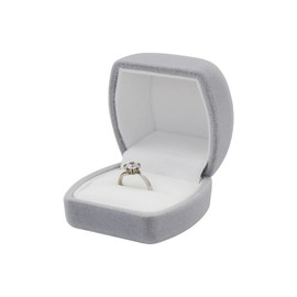 FuninCrea Single Velvet Ring Box Elegant Ring Holder Jewellery Gift Boxes for Earrings Rings, Small Wedding Ring Box Ring Storage Box for Proposal Engagement Wedding Ceremony (Grey)