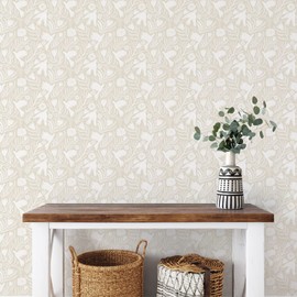 Tempaper Ivory Otomi Dove Removable Peel and Stick Wallpaper, 20.5 in X 16.5 ft, Made in The USA