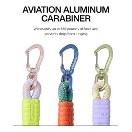 Maogoublue Rope Dog Leash, 5 Foot Reflective Leash with Aluminum Carabiner, Heavy Duty Explosion Proof Punch for Large and Medium Dogs |Marshmallow Max|