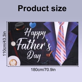 Lyreh Happy Father's Day Backdrop Banner, 70.9x43.3in Polyester Father's Day Party Banner with Ribbon Ideal Party Decoration Accessories Supplies for Home Wall Outdoor Gardens Parks (Purple)